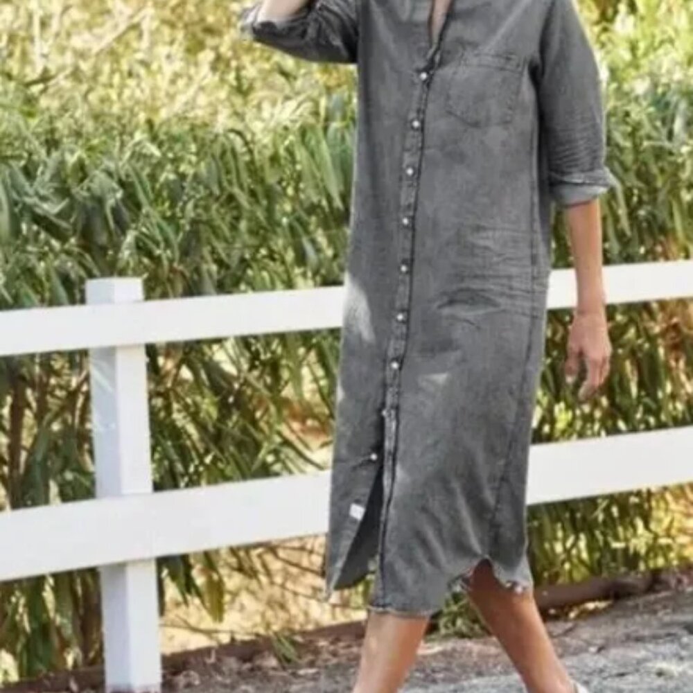Frank & Eileen Rory Gray Buttoned Maxi Dress